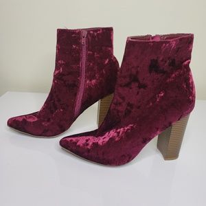 Red wine velour booties